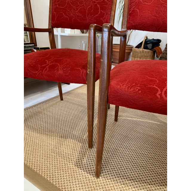 Mid-Century Modern Red Velvet Chairs - Set of 4 For Sale - Image 4 of 6