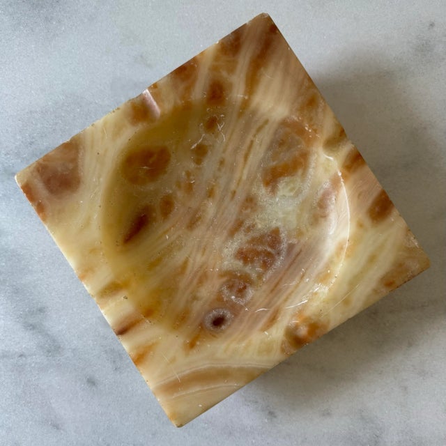 Mid-Century Modern Large Vintage Square Alabaster Ashtray For Sale - Image 3 of 10