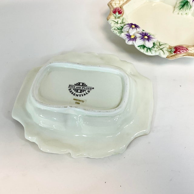 1990s Hollywood Regency Fitz & Floyd Spring Flora Butter Dishes - A Pair - Easter. For Sale - Image 10 of 10
