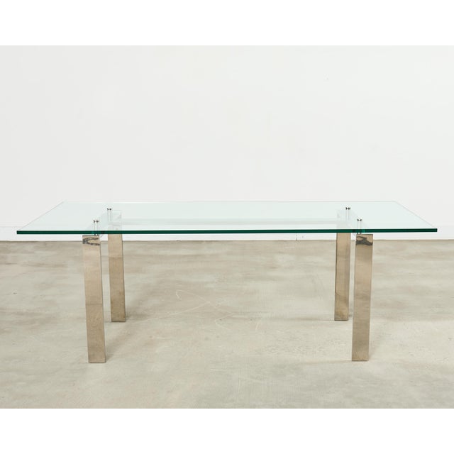 Modern Ralph Lauren Italian Chrome Glass Langham Dining Table For Sale - Image 3 of 17