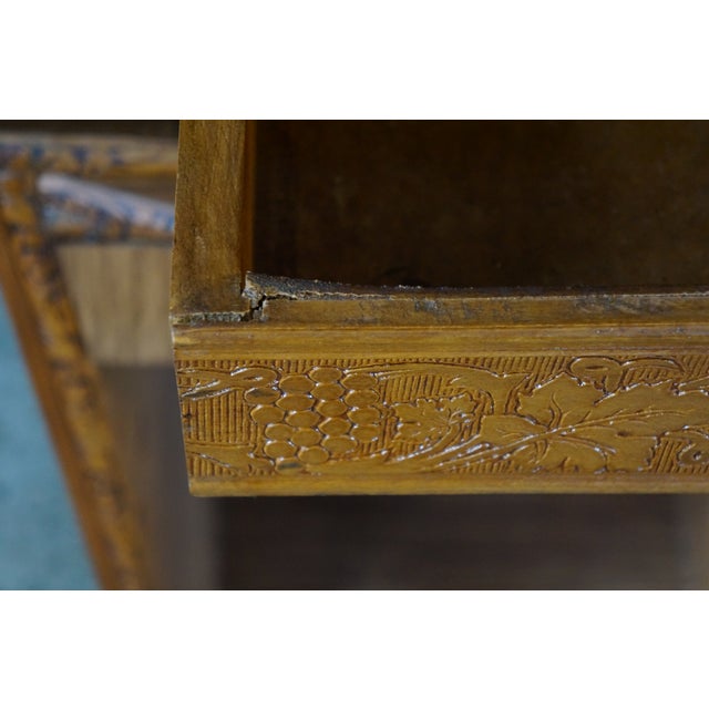 Mid 20th Century Mid-Century Curved Oak Dry Bar Cabinet With Carved Grapevines Wine Liquor 68" For Sale - Image 5 of 18