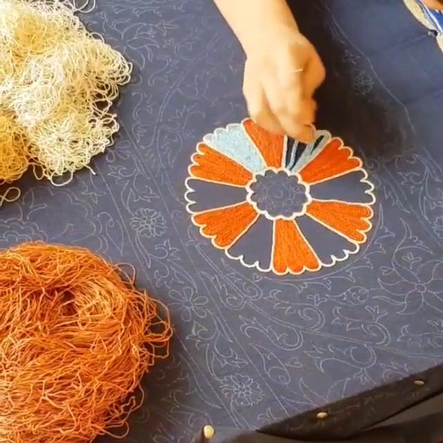 Decorative suzani cushion cover made of hand embroidery silk on silk background, flowers and vine motifs, linen backing...