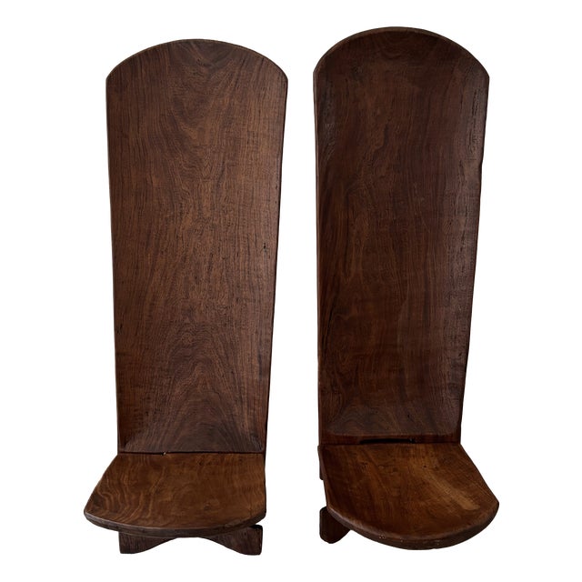 African Chairs in Wood, Set of 2 For Sale