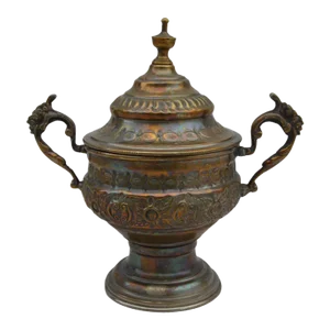 Early 20th Century Moroccan Hand-Engraved Brass Urn With Handles