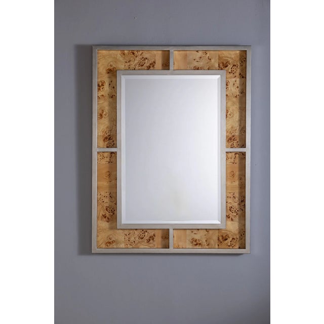 French Bedford Silver Monarch Burl Mirror For Sale - Image 3 of 5