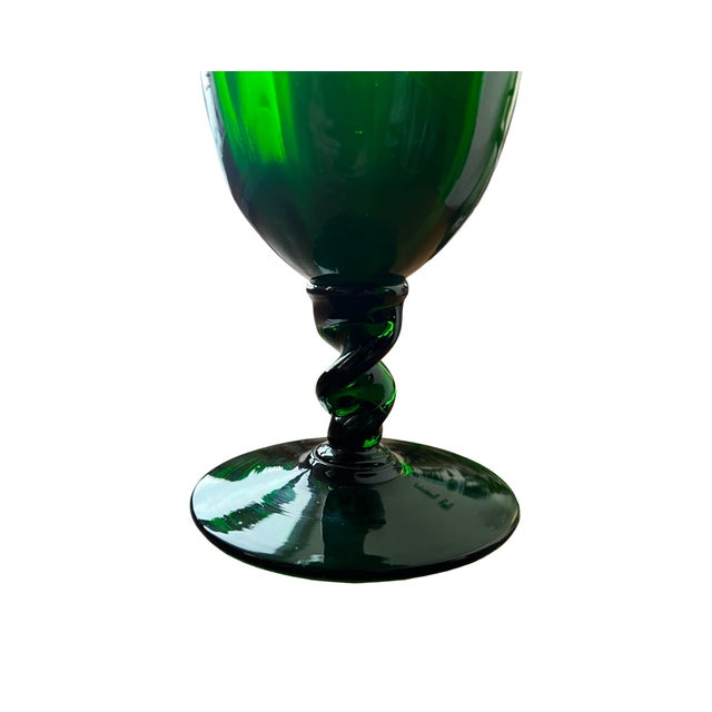 Italian Vintage Green Empoli Glass Apothecary Jar Circus Tent Italian Italy 1960s For Sale - Image 3 of 7
