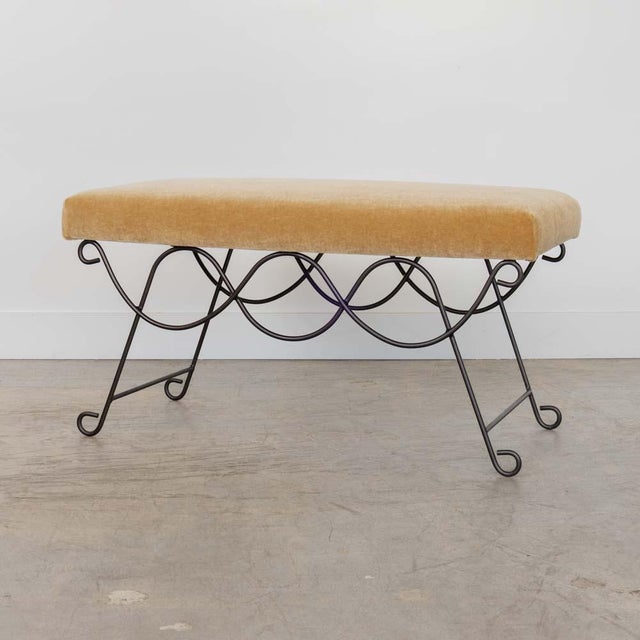 Panoplie Iron Double Loop Bench, Camel Mohair For Sale - Image 4 of 12