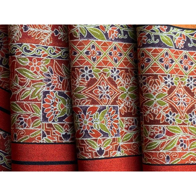 Boho Chic Vintage Red Silk With Bohemian Flower Print 14 in X 8.5 Yard Roll For Sale - Image 3 of 8