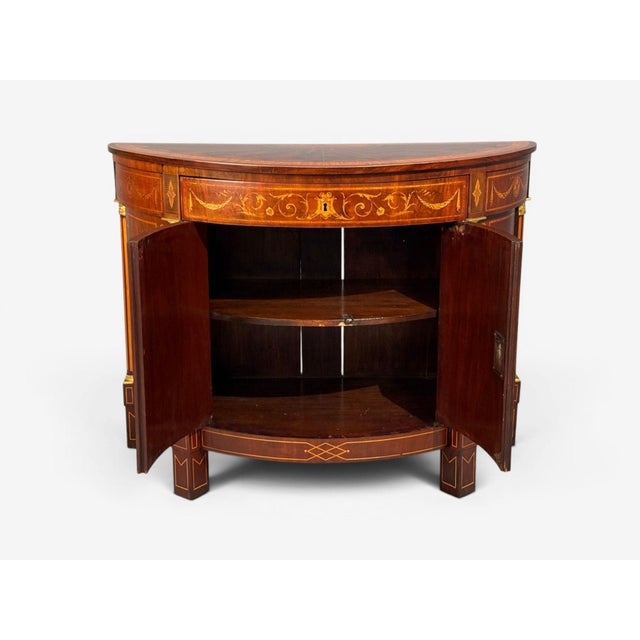 1830s English Neoclassical, Demi Lune Cabinets, Bronze, Satinwood Inlay For Sale - Image 9 of 17