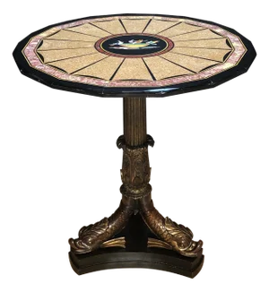 Mid 19th Century Pietra Dura Specimen Marble and Figural Bronze Center Table