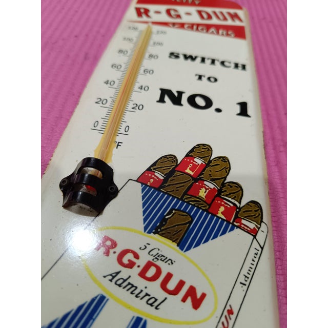 American Premium Vintage Style r.g. Dun Cigars Advertising Thermometer Sign For Sale - Image 3 of 10