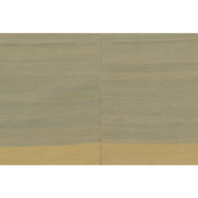 Rug & Kilim Rug & Kilim’s Contemporary Textural Solid Kilim in Ice Blue and Gold Tomes For Sale - Image 4 of 10