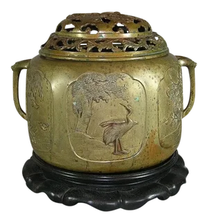 Large Antique Chinese Hand-Crafted Bronze Copper Incense Burner