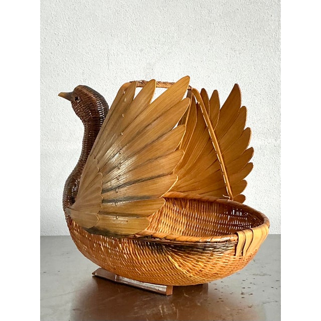 Vintage Boho Shanghai Weave Duck Basket For Sale In West Palm - Image 6 of 7