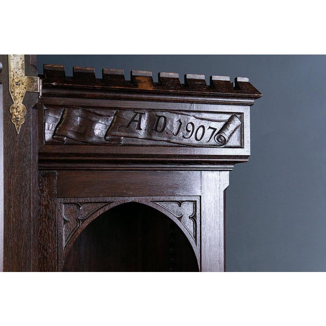 Wood Antique Gothic Display Cabinet For Sale - Image 7 of 18