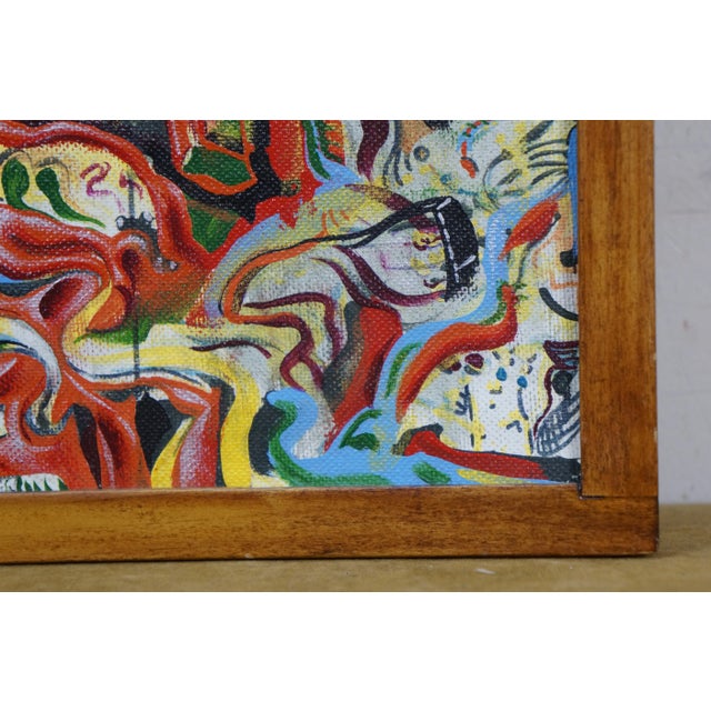 Jason Raney Irwin 1997 Pretty Girl Abstract Acrylic Canvas on Board Painting 19" For Sale - Image 13 of 13