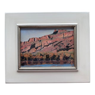 Contemporary Outsider Autumnal Oil Mountainscape, Framed For Sale