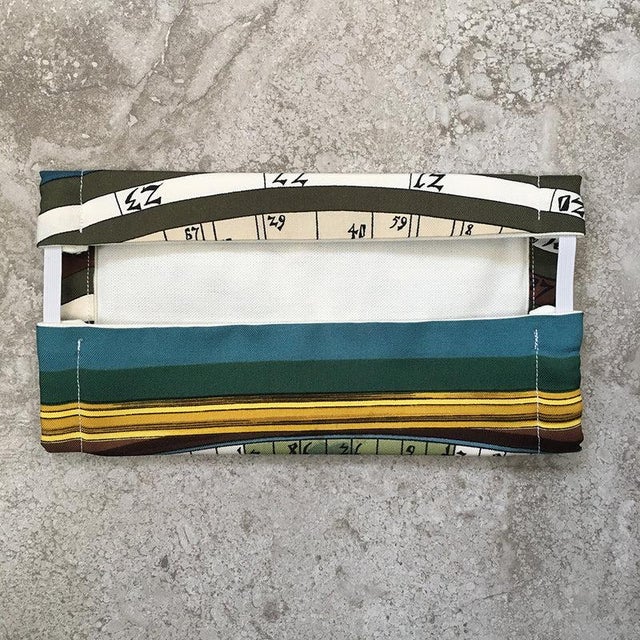 Original silk screen design c1963 by Francoise Faconnet features an astrology chart print in white, teals, blues, greens...