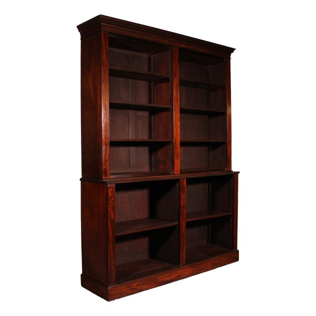 Large 18th Century Georgian Mahogany Open Bookcase For Sale