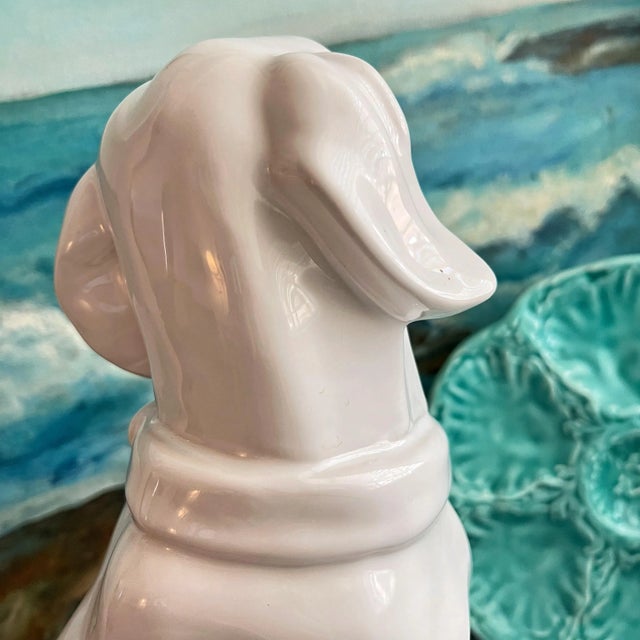 White Glazed White Ceramic Dog Figurine For Sale - Image 8 of 10