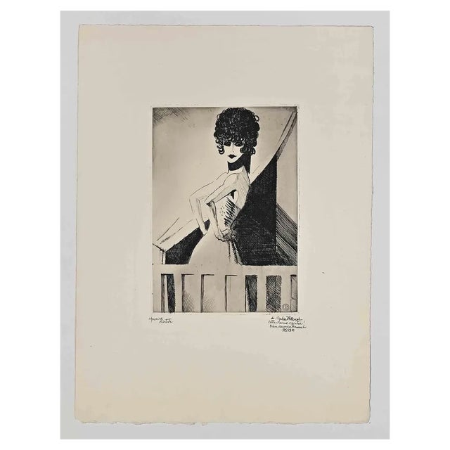 Bernard Bécan, Woman, Etching, 1925 For Sale