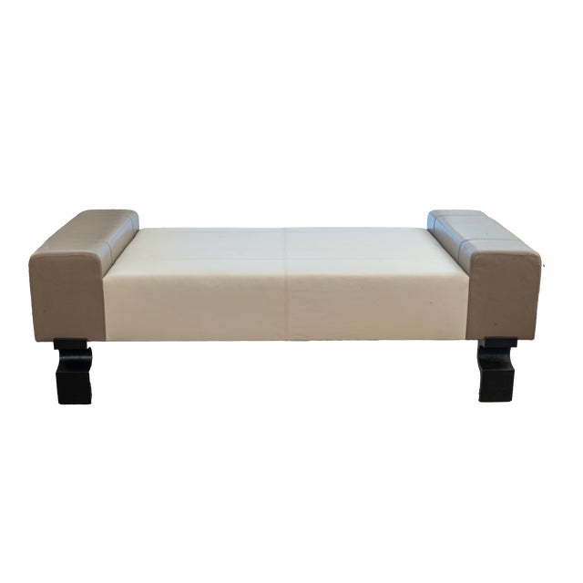 Holly Hunt Leather Bench With Cast Iron Legs For Sale In Atlanta - Image 6 of 9