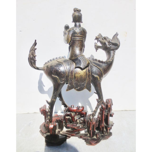 Chinese Bronze Kuan Yin Mouted on Kylin Early19th For Sale - Image 16 of 17