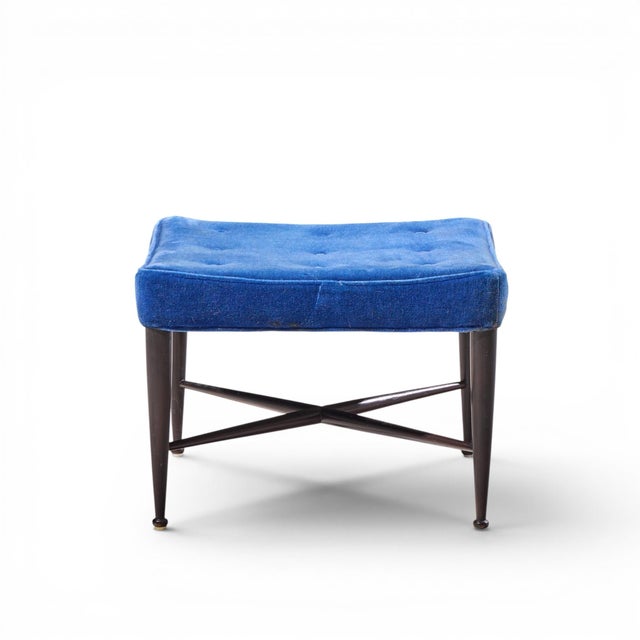 Brown Edward Wormley for Dunbar Model 5002 Mid Century Thebes Mahogany Stools - Pair For Sale - Image 8 of 10
