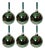Shiny Green Metallic Glass Ball Gold Leaf & Twig Ornaments, Set of 6, 4" For Sale
