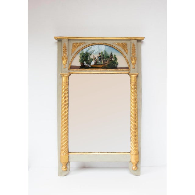Antique French Restoration Painted Trumeau Mirror, 1830s For Sale - Image 10 of 10