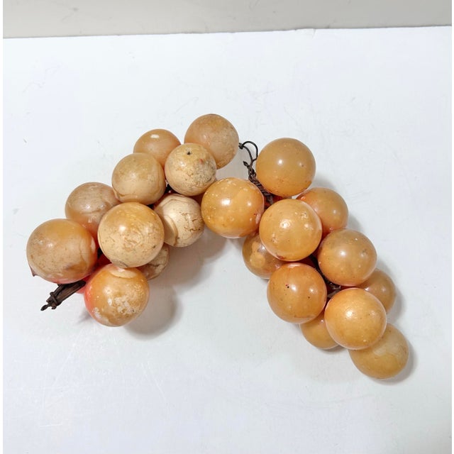 Traditional Vintage Blush Pink and Golden Alabaster Grape Clusters – A Pair For Sale - Image 3 of 10