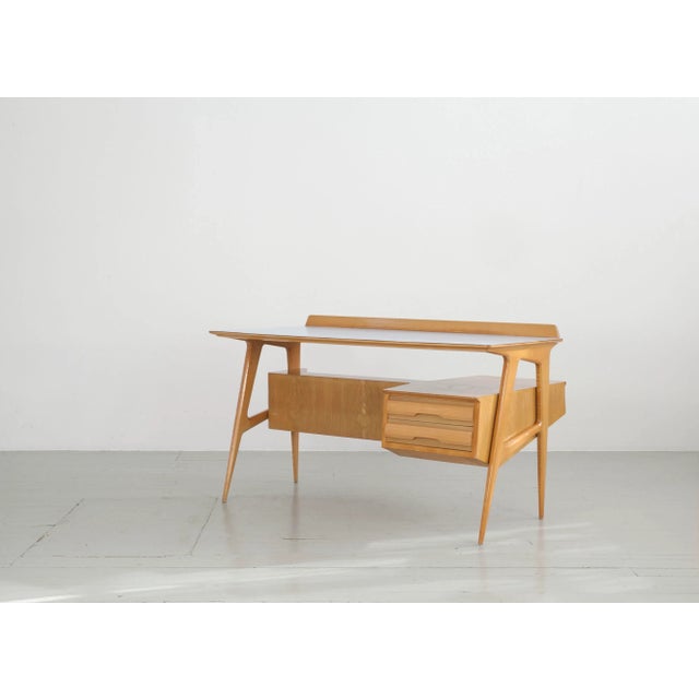 Blue Italian Maple Desk with Bookshelf from Canturina del Mobile, 1950s For Sale - Image 8 of 18
