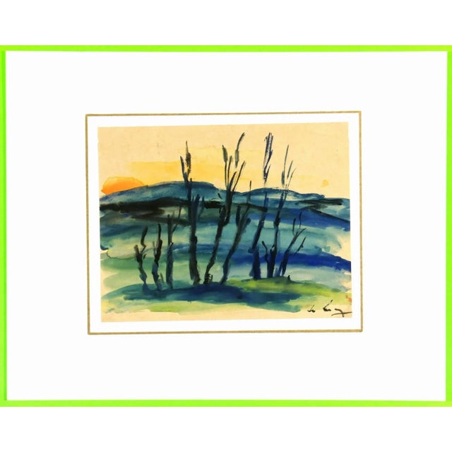 Watercolor Landscape - Setting Sun For Sale - Image 4 of 5