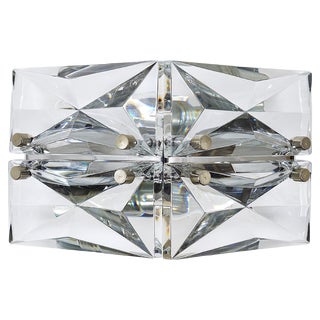 Facetted Crystal & Chrome Sconces / Prism Glass Wall Lights attributed to Kinkeldey, 1970s, Set of 2 For Sale