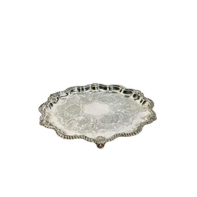 Sheffield Antique English Sheffield Plate Silver Salver With Shell Detailing by Cooper and Sons For Sale - Image 4 of 14