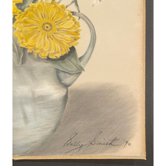 1970 Sally Smith Floral Still Life Pastel For Sale - Image 4 of 6