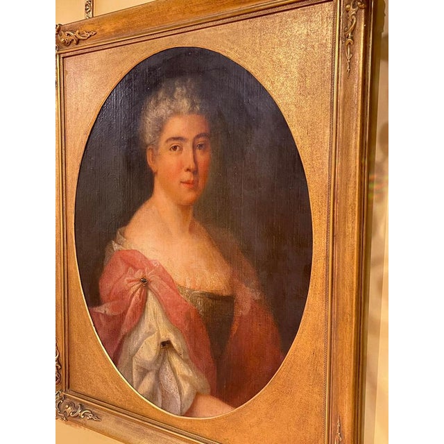 French Artist, Portrait of Noblewoman, 18th Century, Oil on Canvas, Framed For Sale - Image 6 of 15