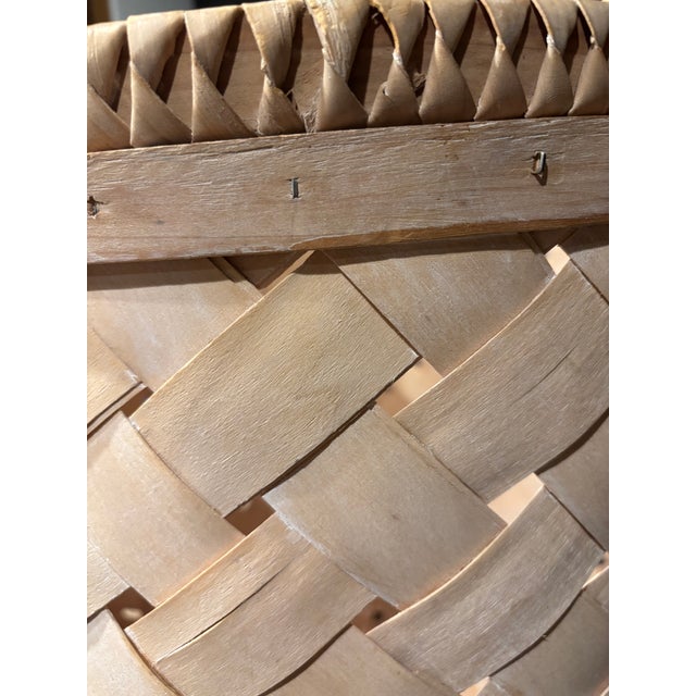 18 Inch Vintage Boho Style Late 1980s Coastal Handwoven Reed Storage Basket – Rounded Square Form For Sale - Image 12 of 14