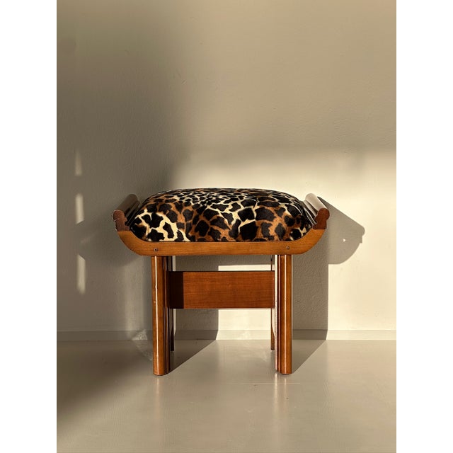 Art Deco Ottoman in Spotted Leo Fabric, 1930s, in Flawless conditions. Designed 1920 to 1949