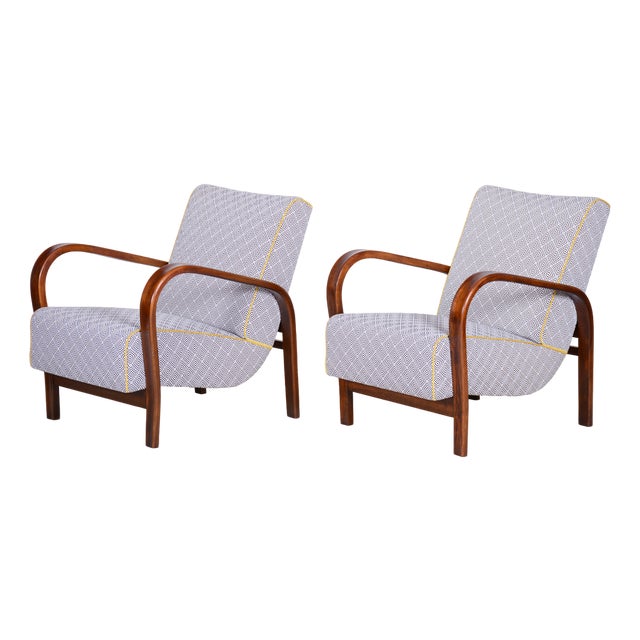 Set of Art Deco Beech Armchairs attributed to Kozelka and Kropáček for Hala, 1930s For Sale