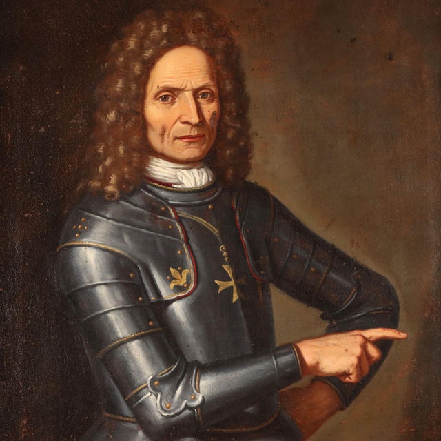 Portrait of a Man in Armor, Oil on Canvas For Sale - Image 3 of 11