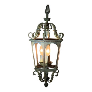 Early 20th Century Bronze Lantern 3 Bulb For Sale