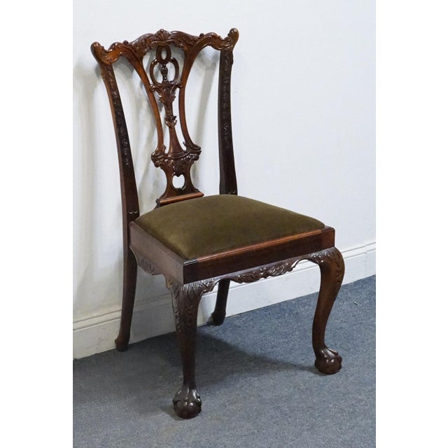 HENREDON FURNITURE Solid Mahogany Traditional Chippendale Style Dining Side Chair 39.5" High 24.25" Wide 22.5" Deep Seat:...