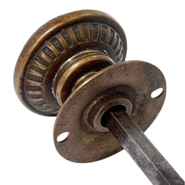 Late 19th Century 1870s Antique American Cast Bronze Door Knobs With Rosettes - A Pair For Sale - Image 5 of 8
