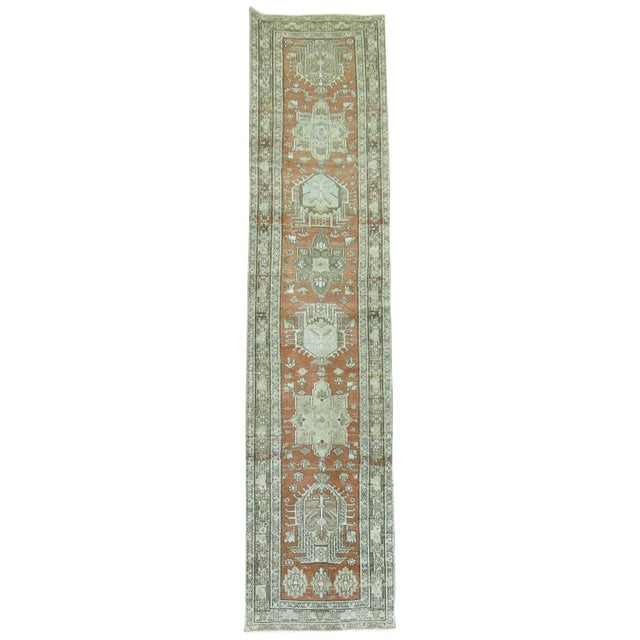 Early 20th Century Terracotta Brown Antique Persian Heriz Runner For Sale - Image 5 of 18