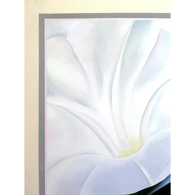 1980s Georgia O'Keeffe Vintage 1988 Lithograph Print Museum Poster " Morning Glory With Black " 1926 For Sale - Image 5 of 12