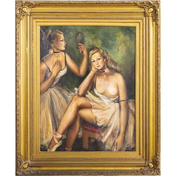 Oil on canvas, European school, 20th century. Dimensions: 91 x 69 cm.