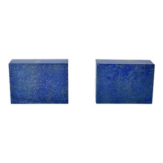 Pair of Natural Lapis Boxes With Gold Dust For Sale