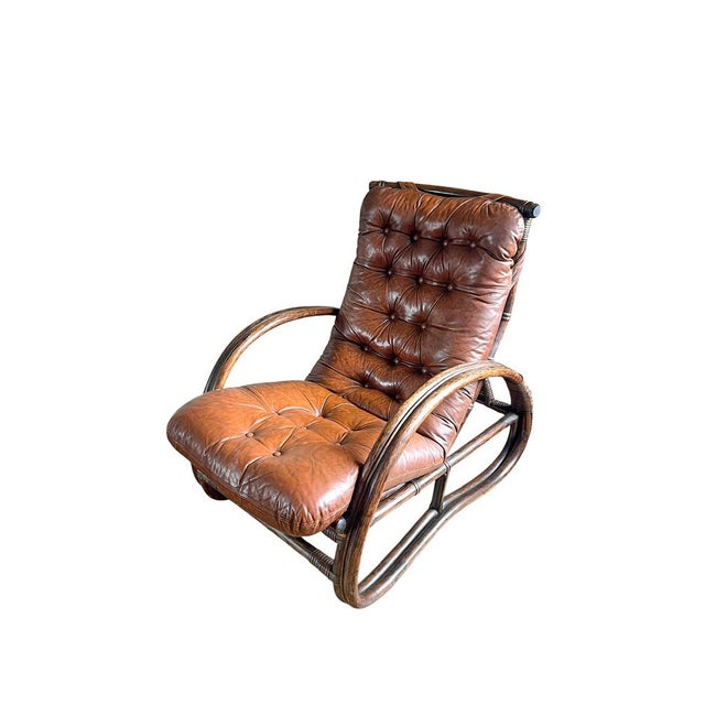 Paul Frankl Vintage Bamboo and Leather Chair, 1970s For Sale - Image 4 of 17