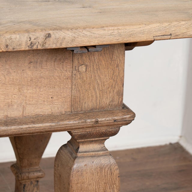 Late 18th Century Danish Baroque Oak Refectory Library Table Console For Sale - Image 10 of 17